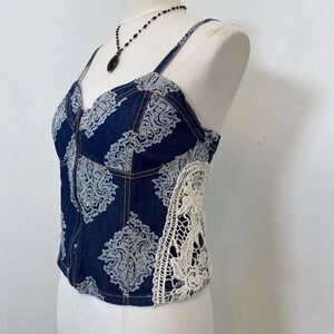 Rampage Womens Boho Country Crochet Babydoll Tank Top Size XL Cowgirl Festival